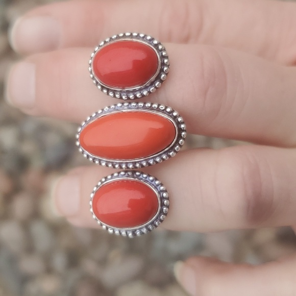 New Coral Double 925 Silver Knuckle Ring. - Picture 14 of 14